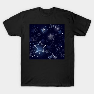 Seamless Background with Silver Stars T-Shirt